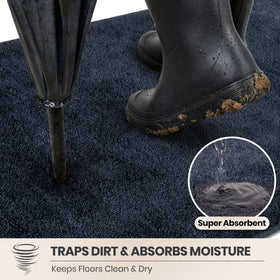 PURRUGS dirt-trapping mat close-up shows absorbent fibers catching dirt