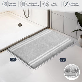 PURRUGS light grey bath mat by tub matches modern bathroom
