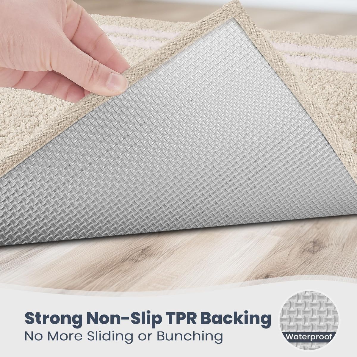 PURRUGS bath rug is machine washable for effortless cleaning.