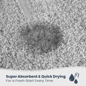 Purrugs absorbent microfiber rug soaks up moisture quickly for a dry bathroom.