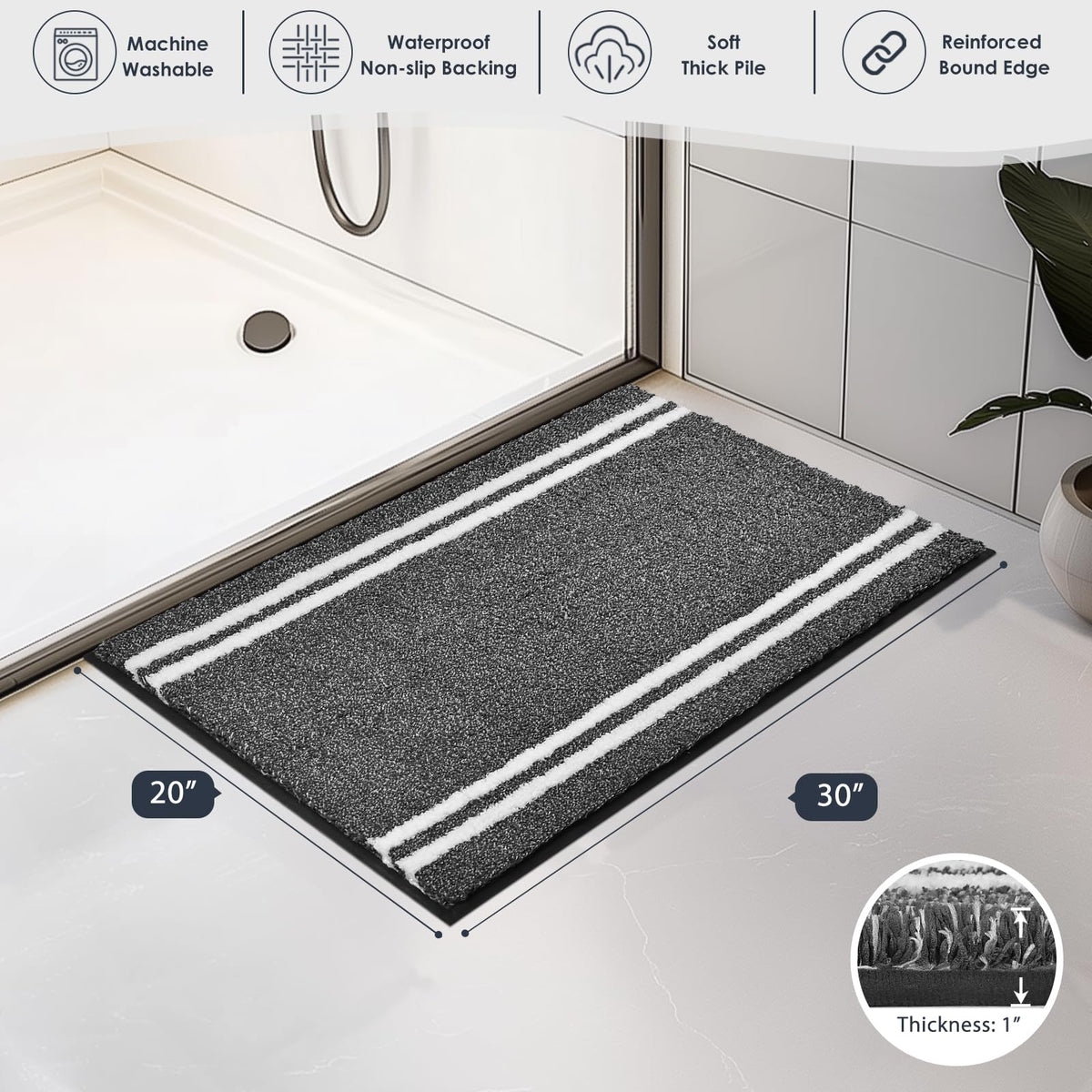 PURRUGS bathroom rug microfiber tufting detail enhances plushness and quick-drying feel.