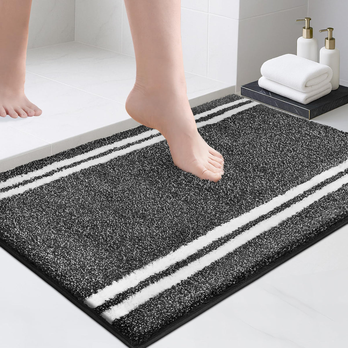 PURRUGS bathroom rug soft plush texture for luxurious foot comfort after shower.