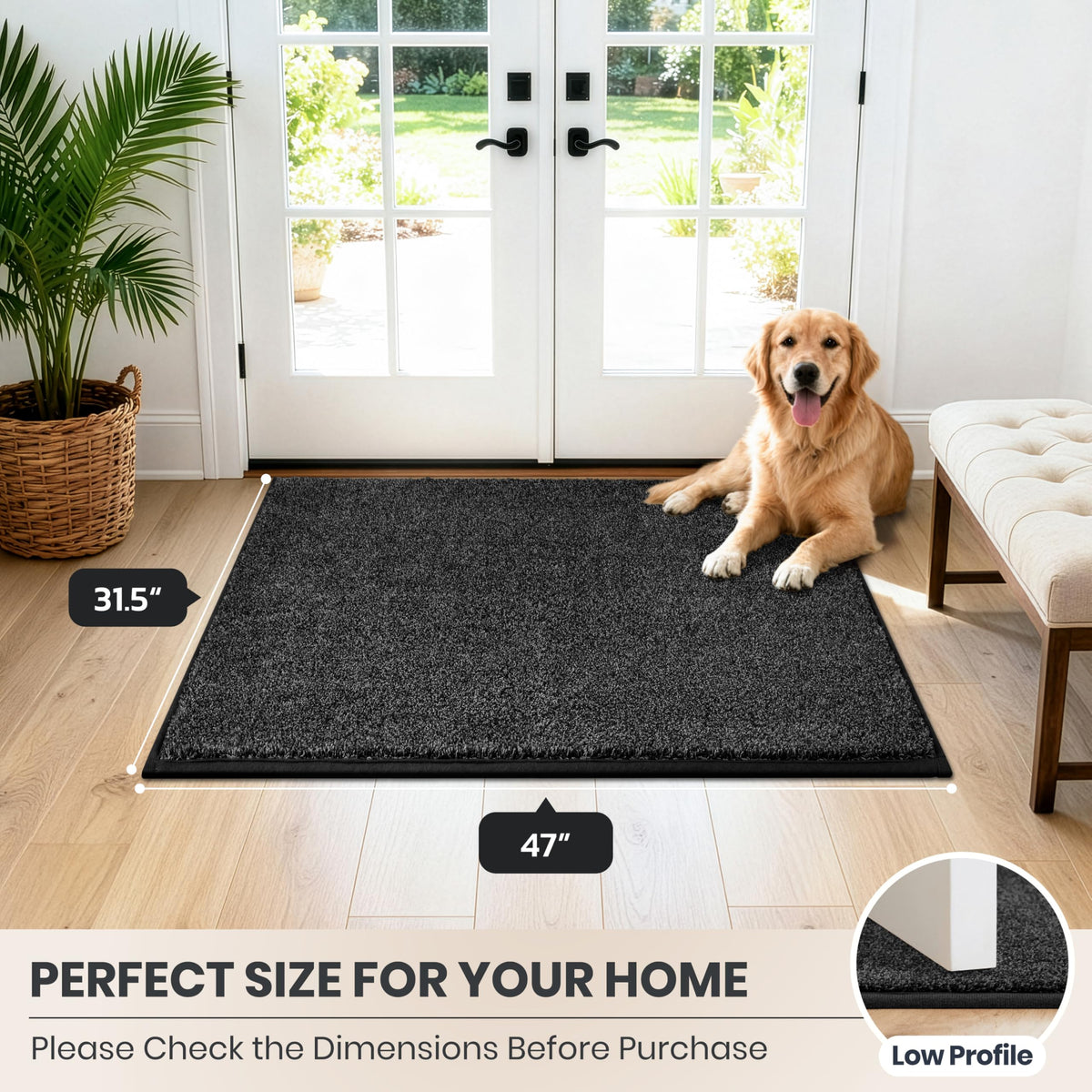 Purrugs charcoal indoor door mat protects floors at entrances