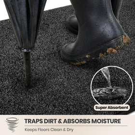 PURRUGS dirt-trapping mat close-up fiber weave reveals absorbent, soft microfiber texture.
