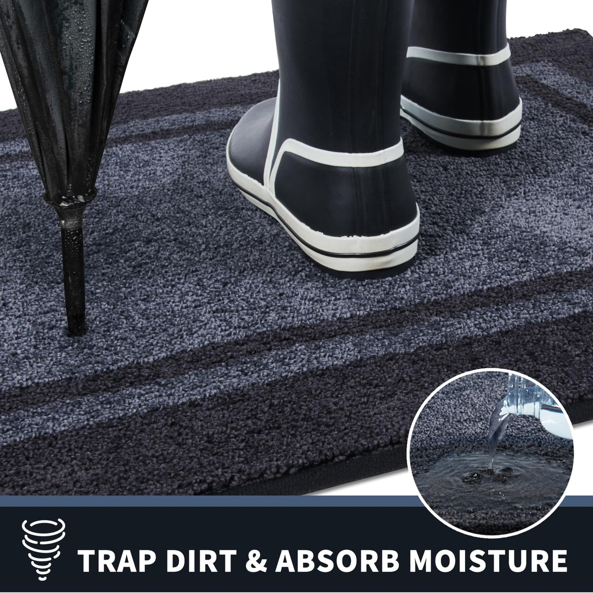 PURRUGS dirt-trapping door mat non-slip back demonstrates secure placement.