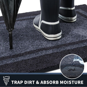 PURRUGS dirt-trapping door mat non-slip back demonstrates secure placement.