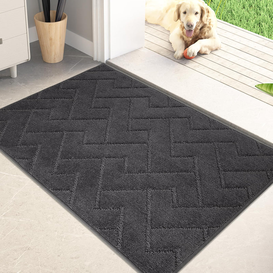 Purrugs dirt-trapping door mat 24x35 charcoal traps dirt at the door for cleaner floors.
