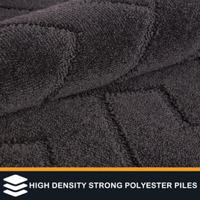 PURRUGS entryway mat features soft microfiber for comfortable steps.