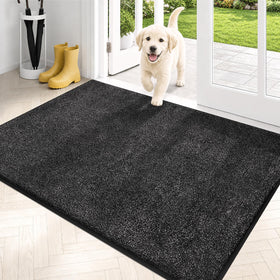 Purrugs dirt-trapping door mat front view captures mud at the doorway