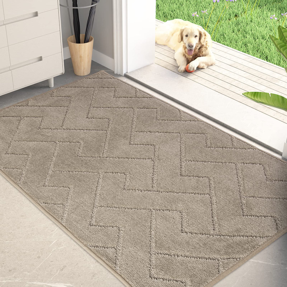 PURRUGS dirt trapping door mat in full view, catching mud and moisture at the entry.