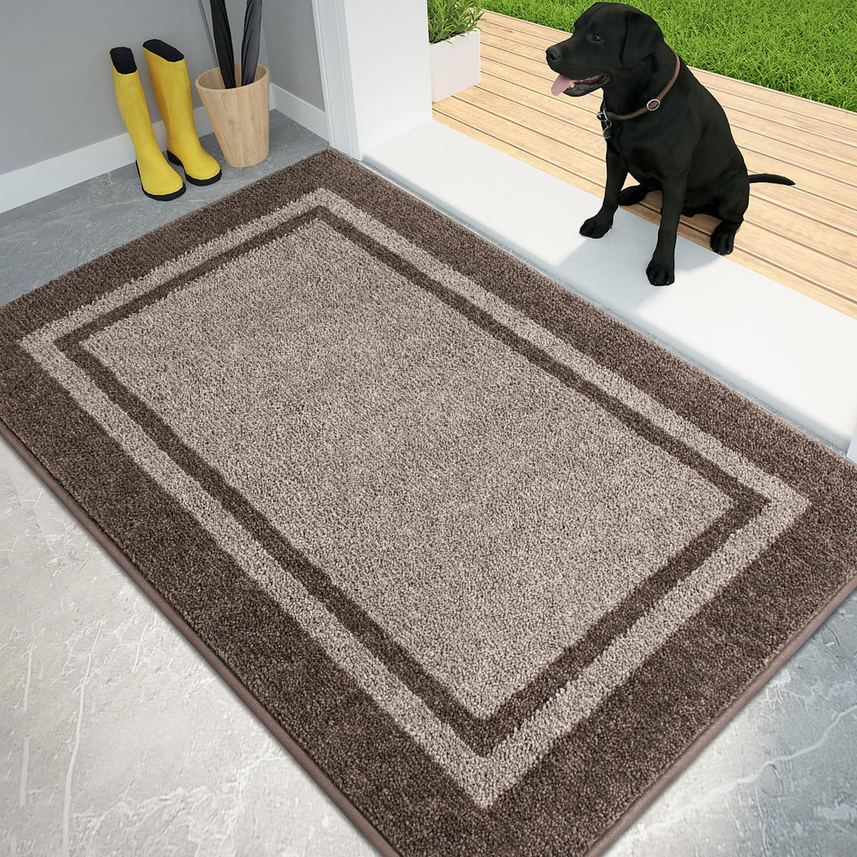 PURRUGS dirt-trapping door mat 32x48 front view protects entryway and keeps floors clean.