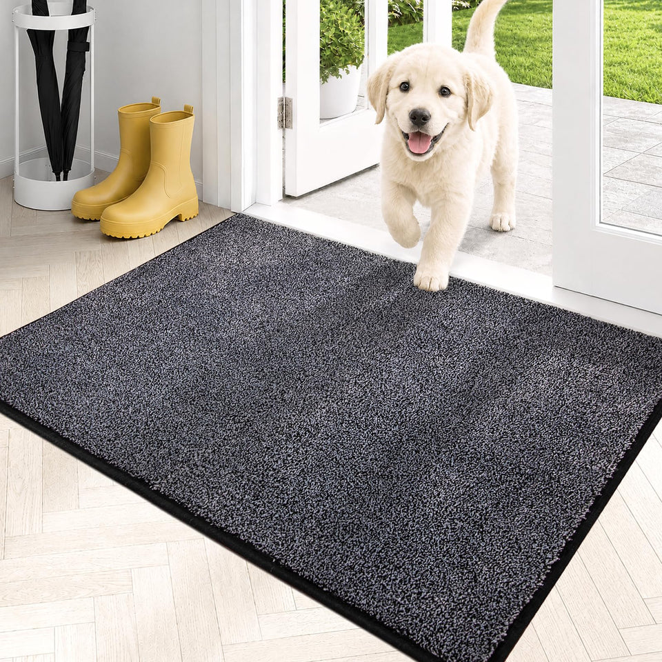 PURRUGS dirt trapping door mat closeup shows moisture absorption for muddy paws.