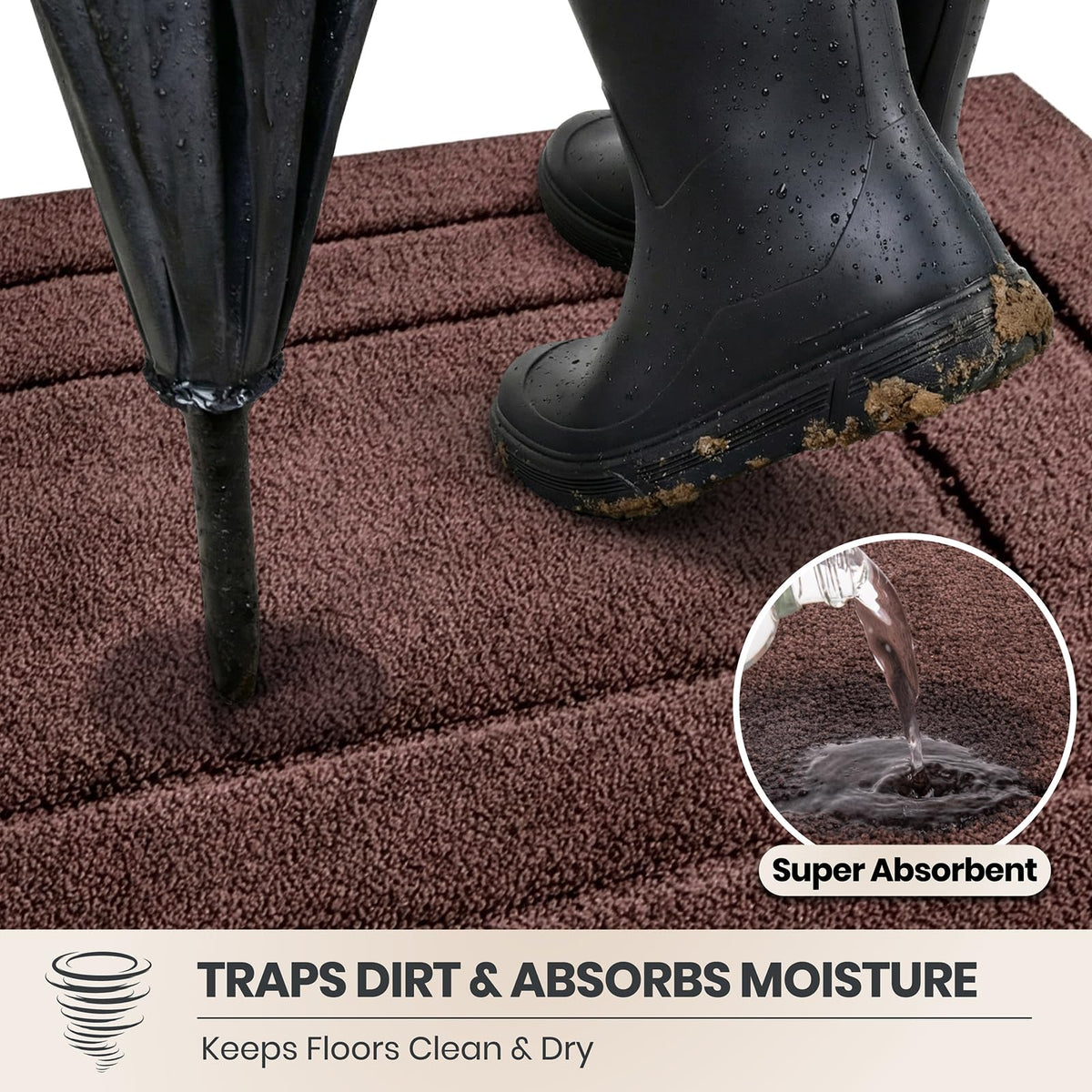Purrugs Dirt Trapping Door Mat with reinforced edges stays flat