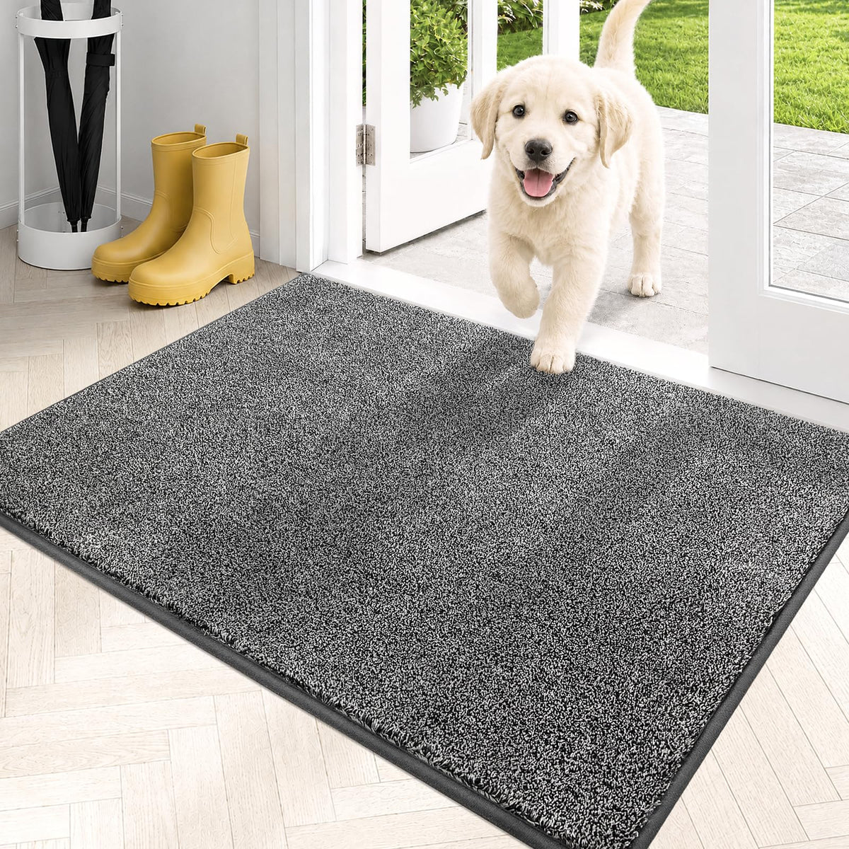 PURRUGS dirt trapping door mat at the front door ready to catch mud and moisture