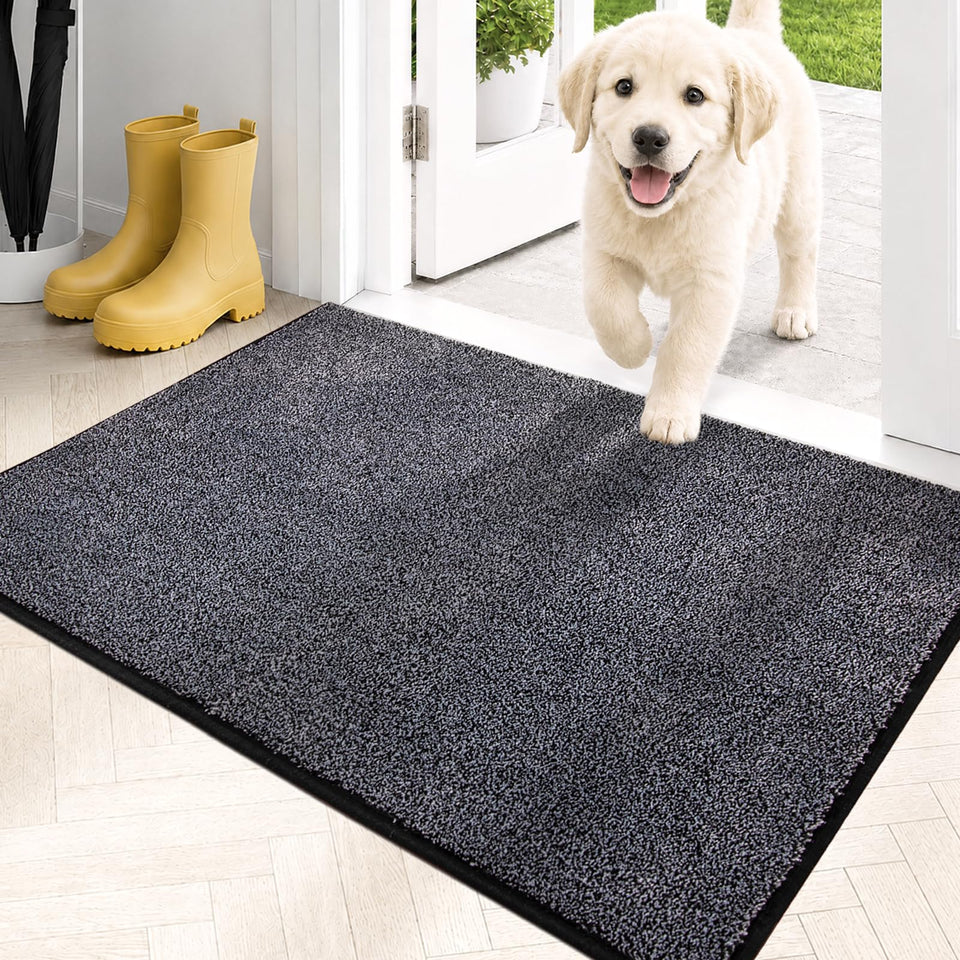 PURRUGS dirt trapping door mat, front view, showing absorbent surface at the doorway.