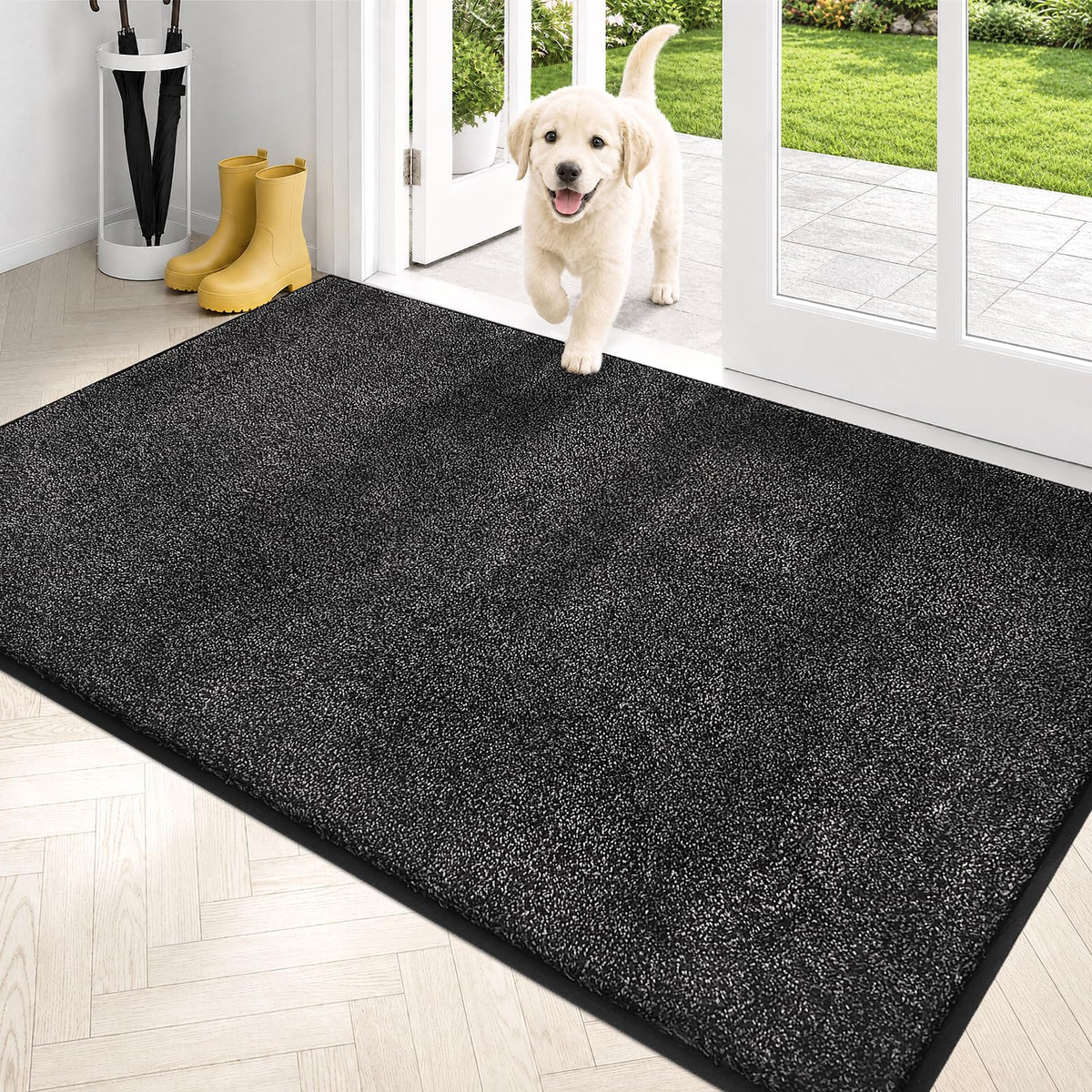 PURRUGS dirt-trapping door mat front view helps reduce mud at entry