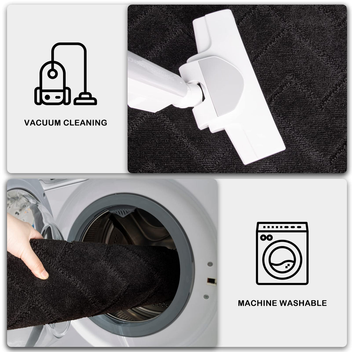 PURRUGS machine-washable door mat cleans easily in cold water.