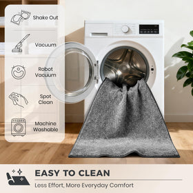PURRUGS machine-washable doorway mat stays fresh with easy cold-water cleaning.