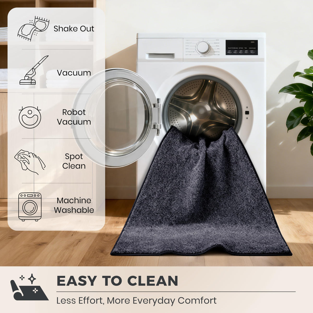 Soft microfiber pile of PURRUGS dirt trapping door mat feels comfortable underfoot while drying moisture.
