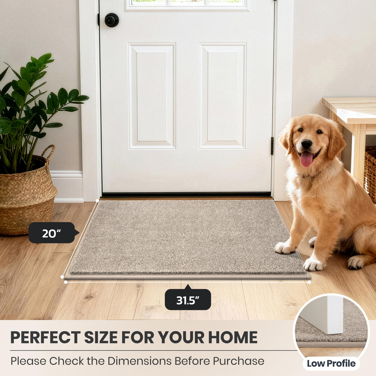 PURRUGS Dirt Trapping Door Mat taupe color complements home decor