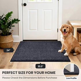 PURRUGS front door mat in use during rainy weather helps keep floors cleaner.