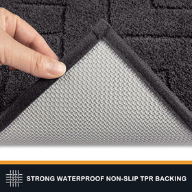 Purrugs indoor front door mat features soft pile for comfortable footsteps.