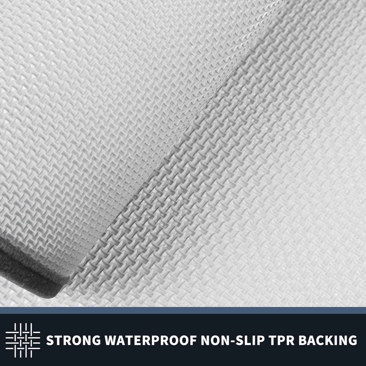 PURRUGS non-slip backing keeps the mat in place on slick floors.