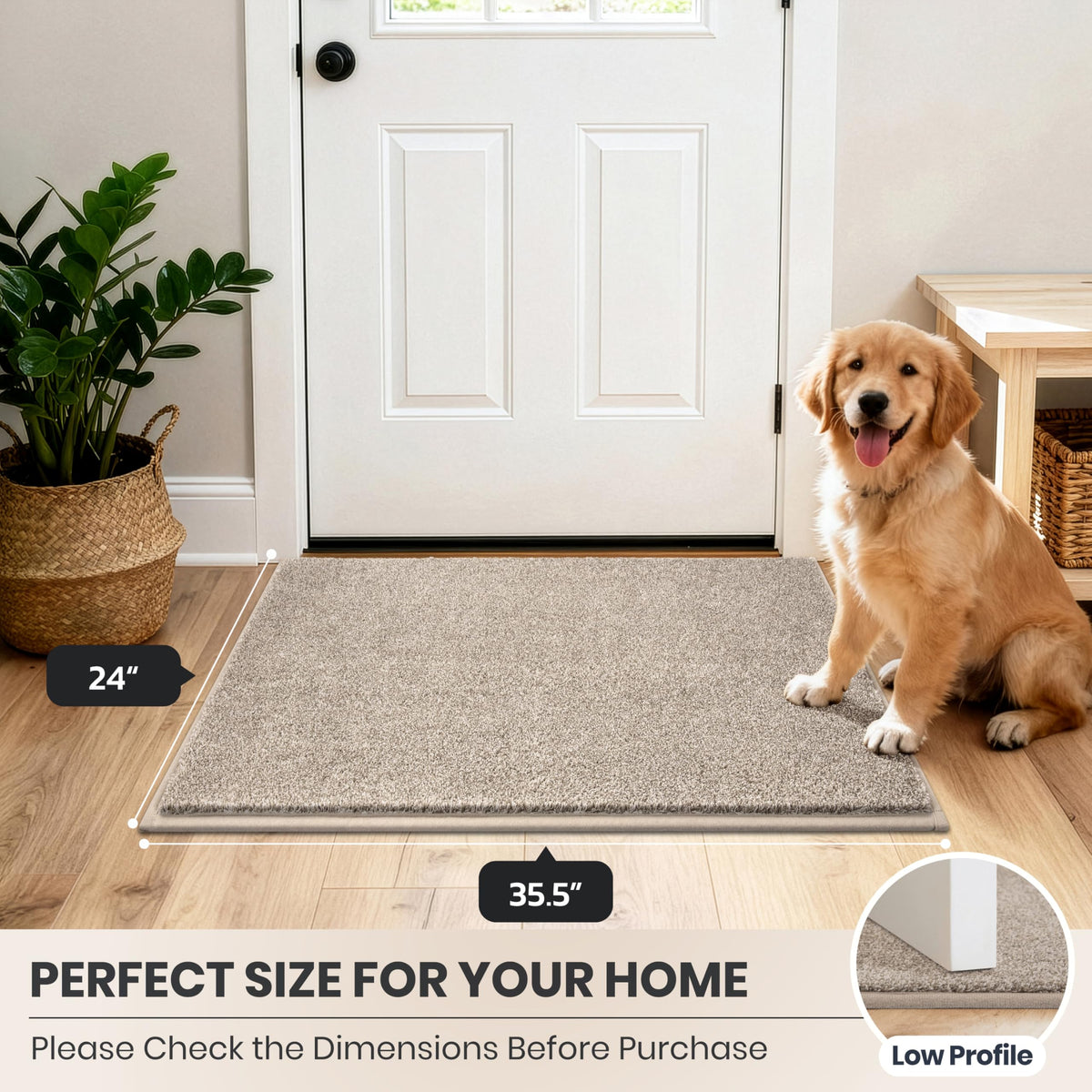 Purrugs taupe door mat suits entryways and pet spaces