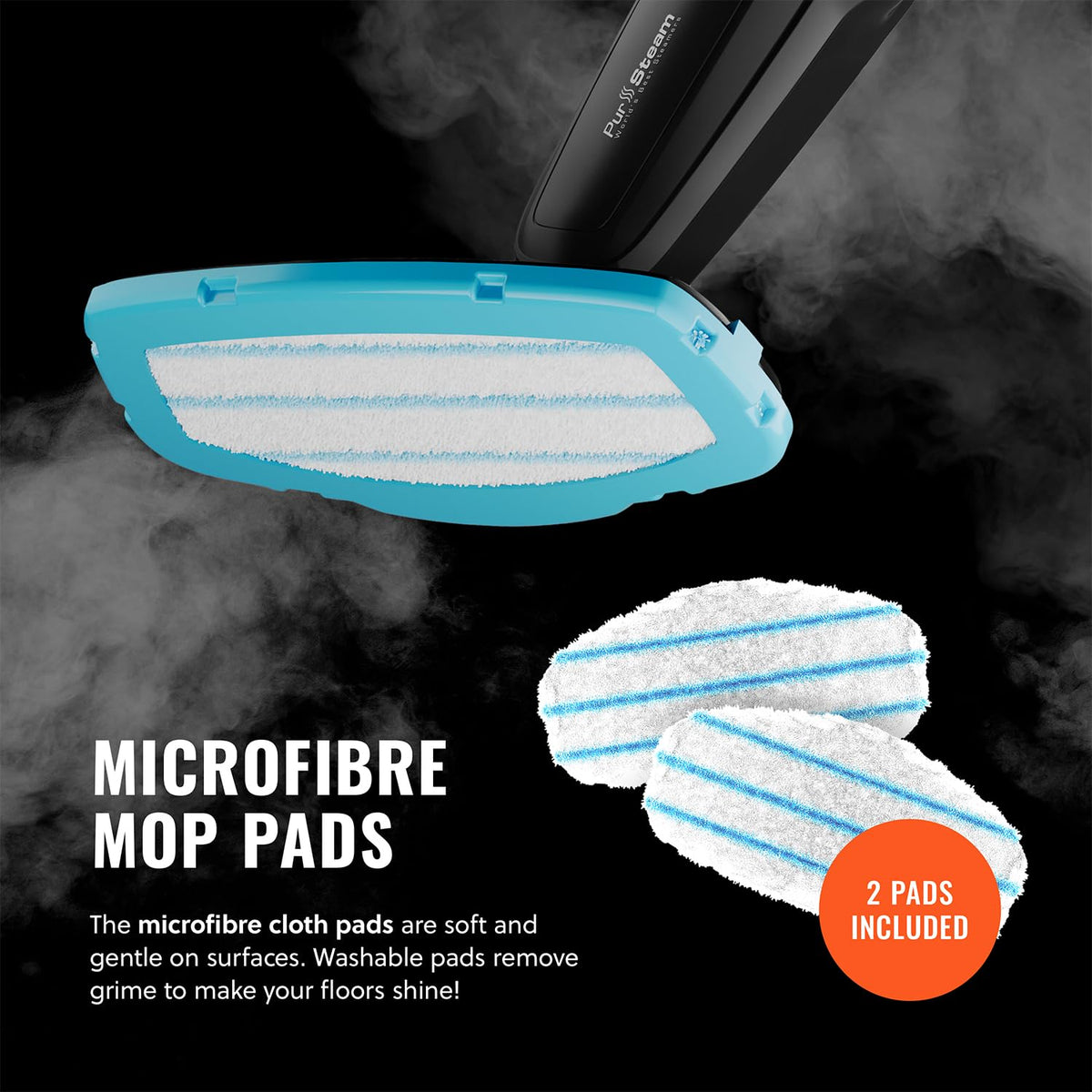 PurSteam Professional Steam Mop reusable pads reduce waste with machine-washable design.