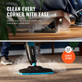 PurSteam Professional Steam Mop ergonomic handle for comfortable cleaning sessions.