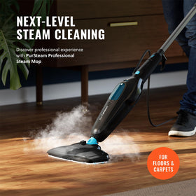 PurSteam Professional Steam Mop heats up fast for efficient cleaning in 30 seconds.