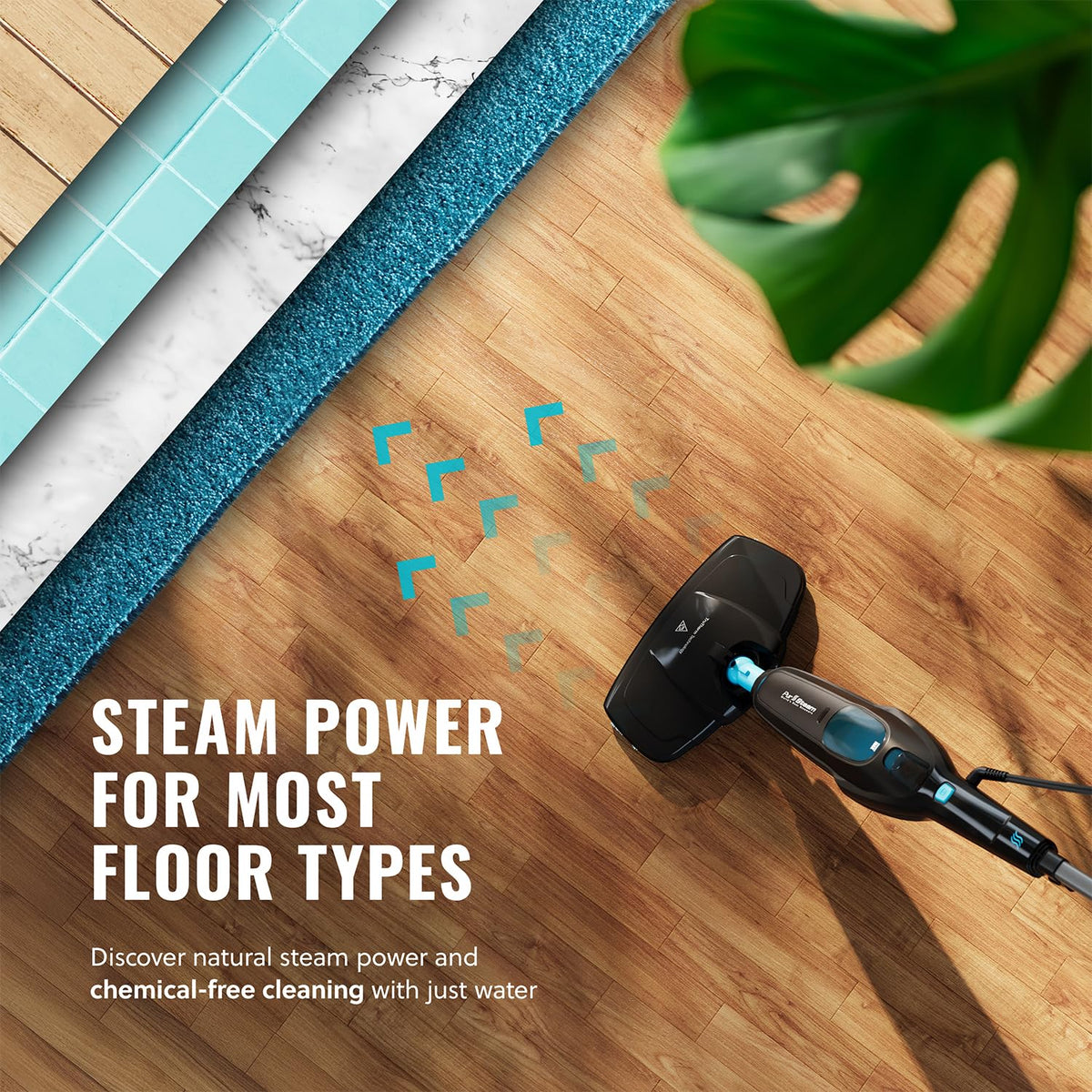 PurSteam Professional Steam Mop microfiber pads trap dirt without scratching floors.