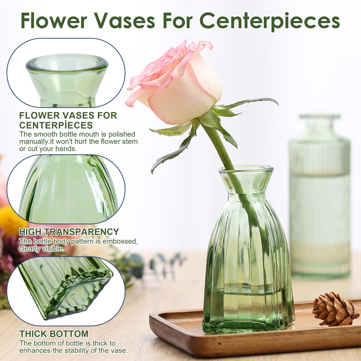Purvonnie textured glass vases create warm ambience on home tables.