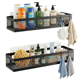 PUSDON 16.5-inch slim mesh shower caddy on wall for organized bathroom storage.