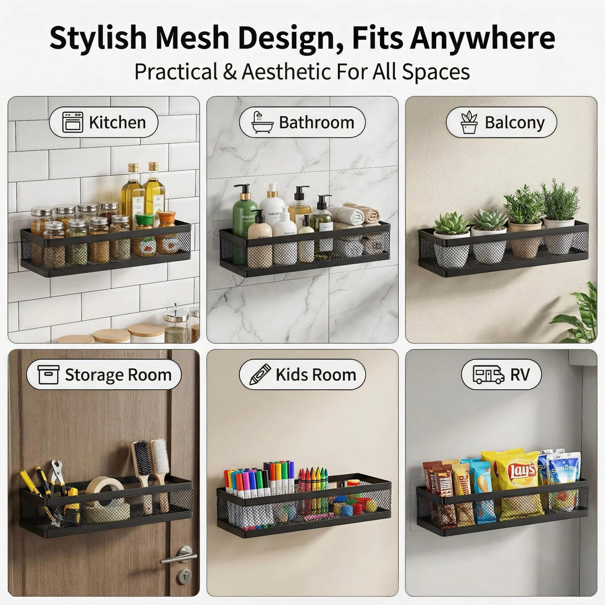 PUSDON rustproof metal mesh with rapid drainage keeps items dry.