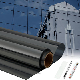 Pushglossy one-way window film for daytime privacy with mirror effect.