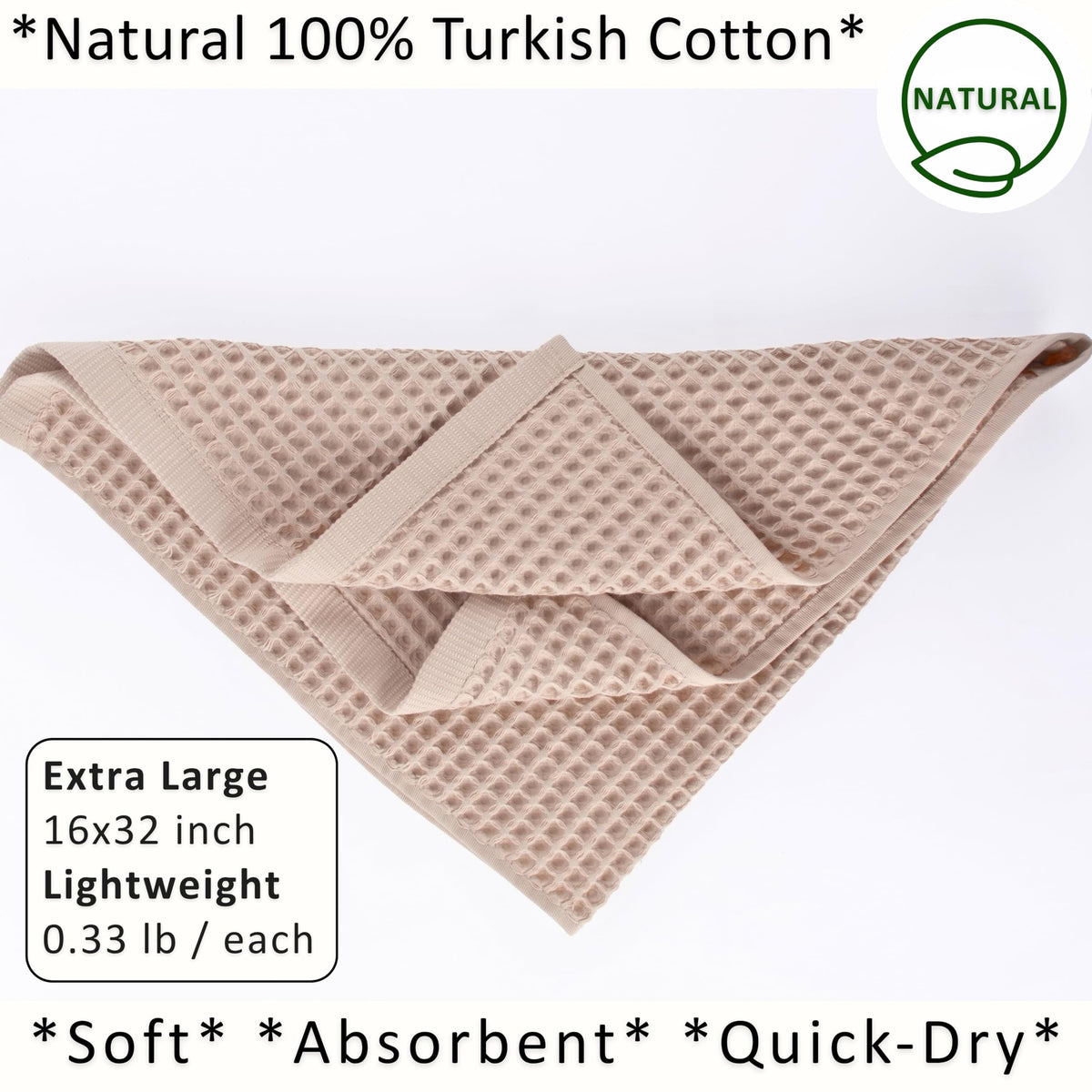 3D honeycomb weave in PÜSKÜL towels provides quick absorption and lightweight feel.