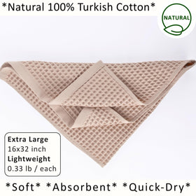 3D honeycomb weave in PÜSKÜL towels provides quick absorption and lightweight feel.