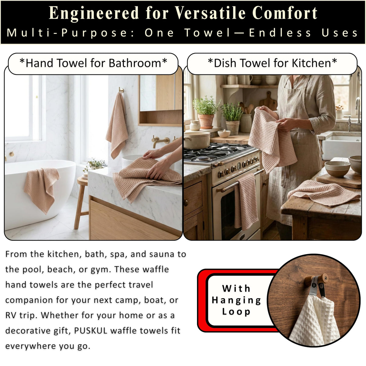 Lightweight, lint-free towels from PÜSKÜL are easy to fold and store.