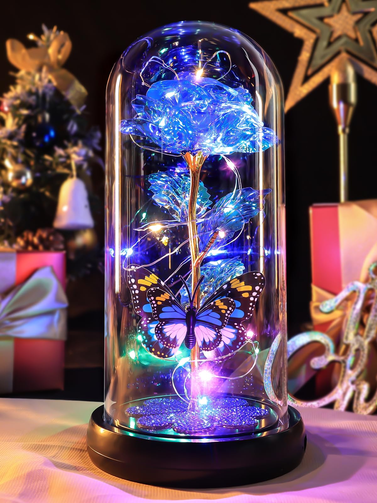 Pusuny blue galaxy rose dome glowing for ambient lighting