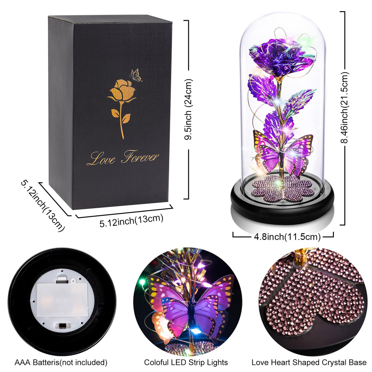 Pusuny butterfly and crystal base add elegant sparkle to the gift