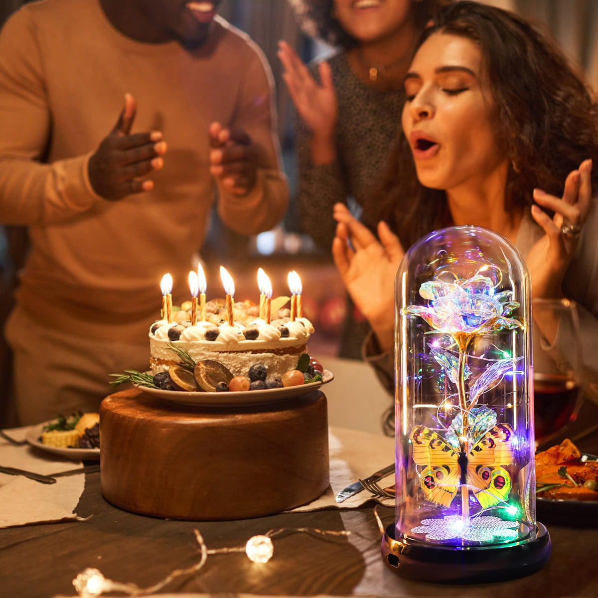 Pusuny colorful galaxy rose lights up rooms with a luxe glow.