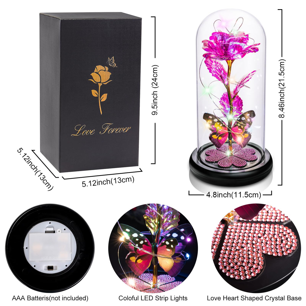Pusuny four heart crystals base adds sparkle and lasting charm.