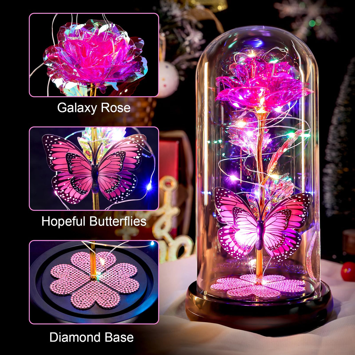 Pusuny four-heart crystal clover base symbolizes luck and togetherness