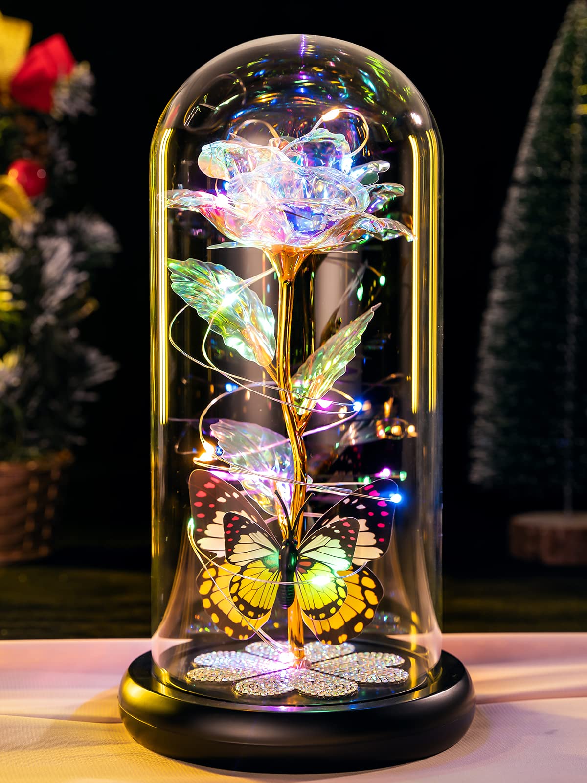 Pusuny Galaxy Rose in Glass Dome glows softly for a keepsake gift