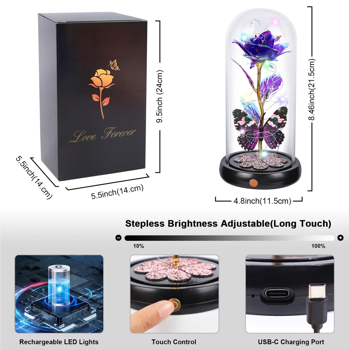 Pusuny Glass dome packaging protects the rose during delivery
