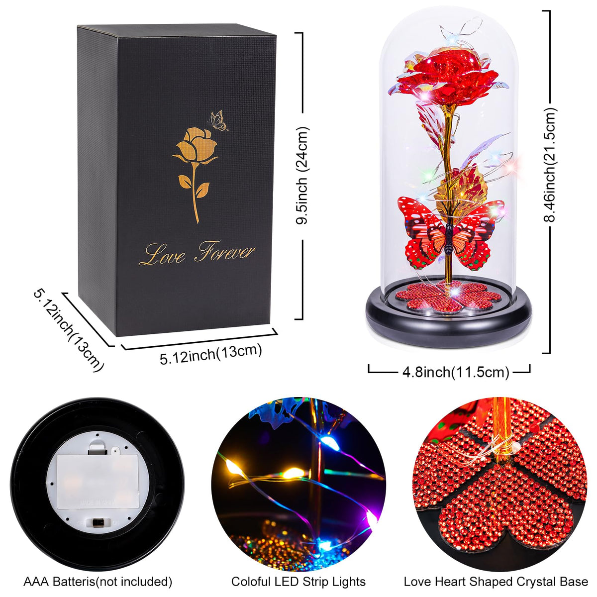 Pusuny heart crystal base reflects light, enhancing the romantic display