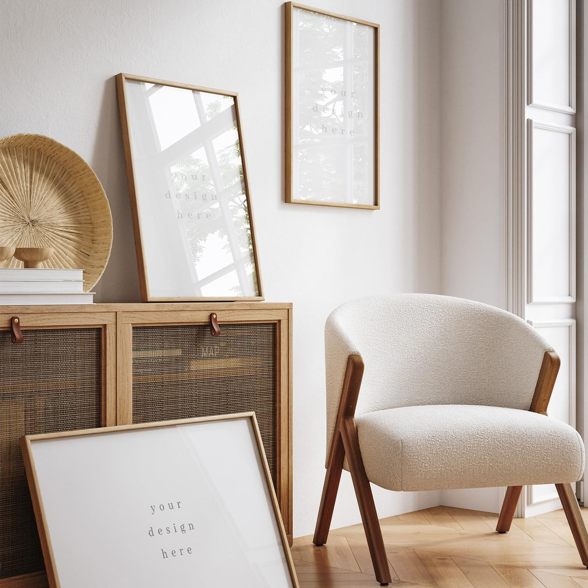 puthiac 1-pack natural oak frame ready to hang