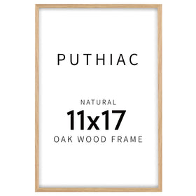 Puthiac 11x17 solid oak frame front with mat showcases natural grain ideal for posters.