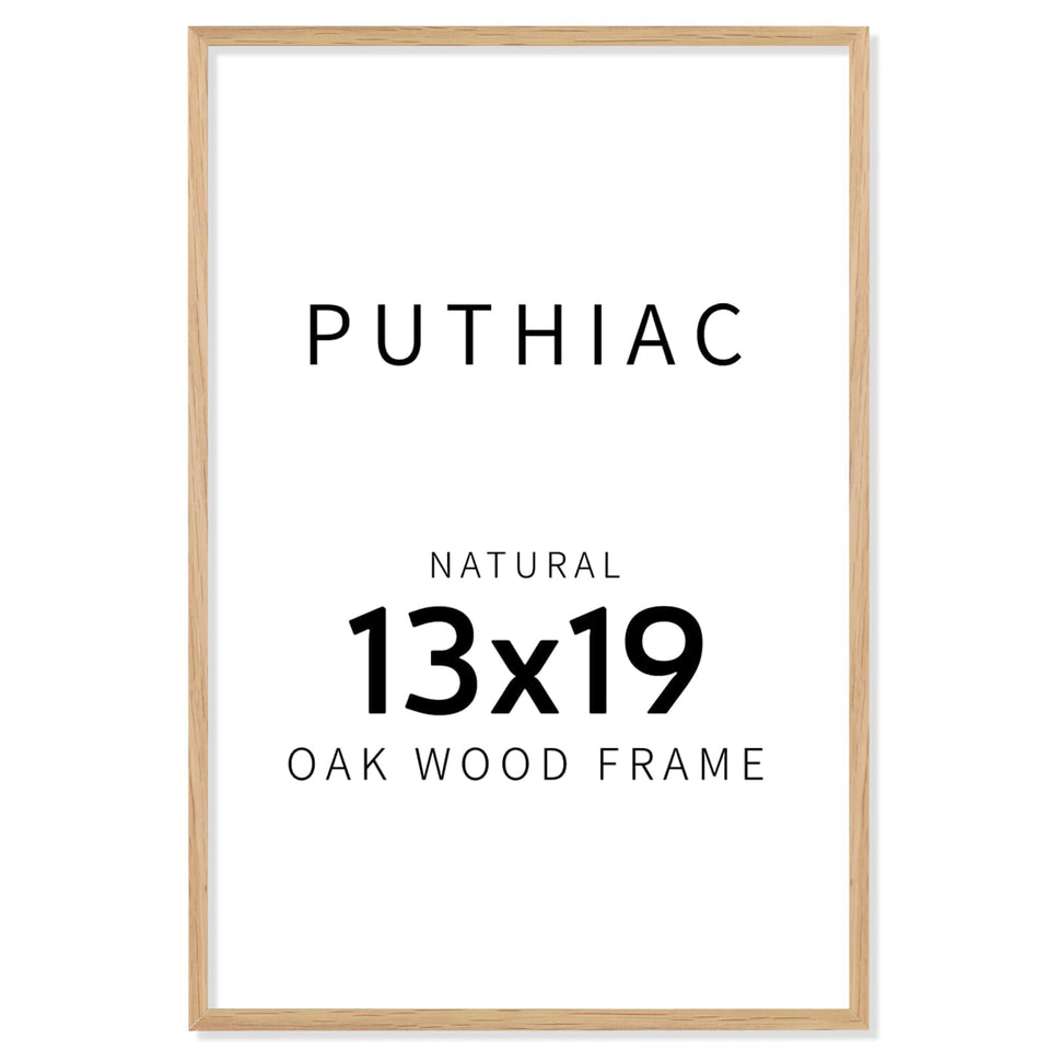 puthiac 13x19 solid oak frame front with natural grain for warm wall display